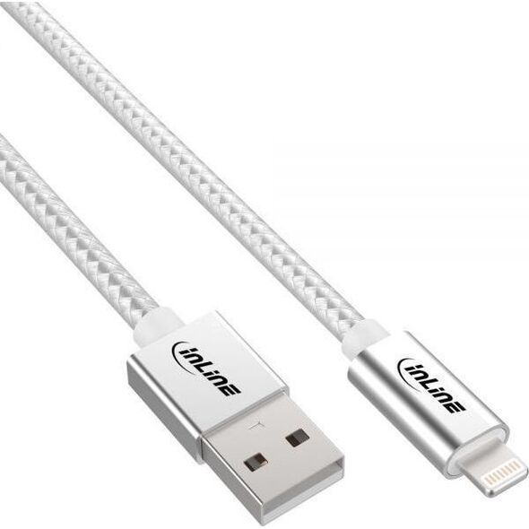 Kabel USB InLine USB-A - Lightning 2 m Srebrny (31422A)