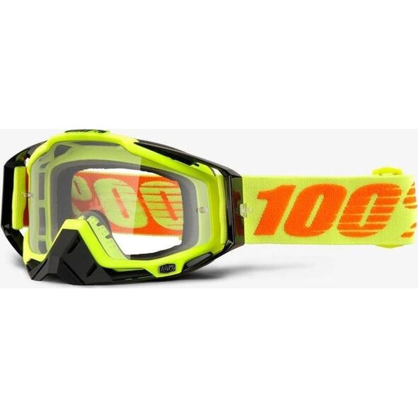 100% Gogle 100% RACECRAFT ATTACK YELLOW (Szyba Przezroczysta Anti-Fog + 10 Zrywek) (NEW)