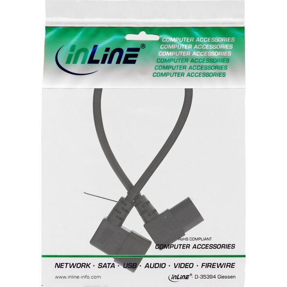 Kabel zasilający InLine InLine Przedłużacz od zasilania monitora - C13 - C14 - czarny - 0.5m - kątowy