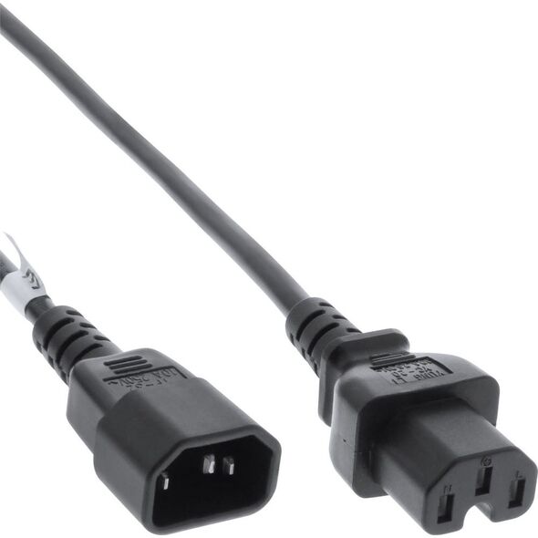 Kabel zasilający InLine InLine Przedłużenie kabla zasilającego, złącze IEC-C15 proste do IEC-C14 prostego, 0,5 m, czarne