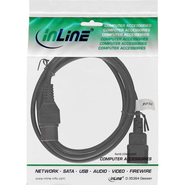 Kabel zasilający InLine InLine Przedłużenie kabla zasilającego, złącze IEC-C15 proste do IEC-C14 prostego, 0,5 m, czarne