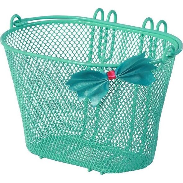 Basil Kosz na kierownicę BASIL JASMIN BASKET JUNIOR mocowanie na haki 12"-20", stalowy kokarda zielony (NEW)