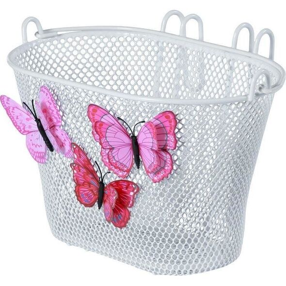 Basil Kosz na kierownicę BASIL JASMIN BASKET JUNIOR mocowanie na haki 12"-20", stalowy motyle biały (NEW)