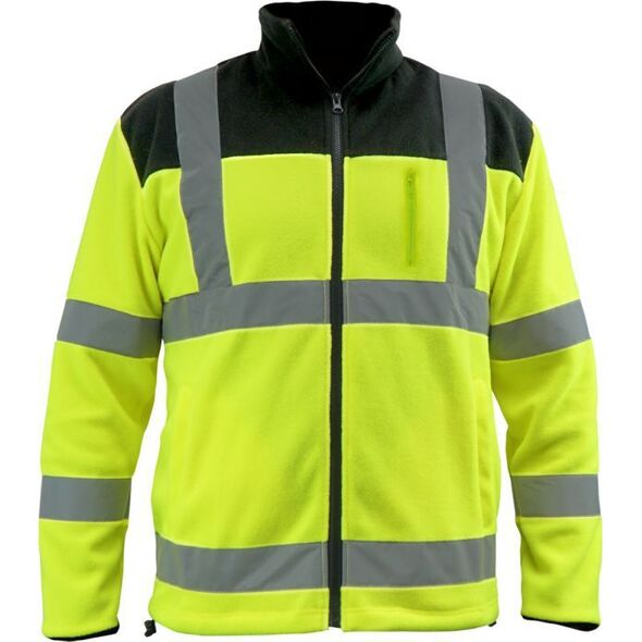 Dedra bluza polarowa odblaskowa 280g/m2, rozmiar S, żółto-czarna (BH80P3-S)
