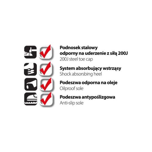 Dedra półbuty damskie bezpieczne MF2, rozmiar 42 (BH9MF2-42)