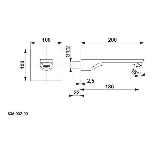 Bateria wannowa KFA 836-002-00 MOKAIT WYLOT BATERII WANNOWEJ PODTYNKOWEJ // B-77-WYLOT
