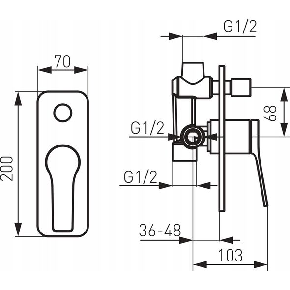 Bateria prysznicowa Ferro BSC7P BAT. STRATOS CHROM NATRYSKOWA PODTYNKOWA 2-FUKNKCYJNA // BF.BSC7P