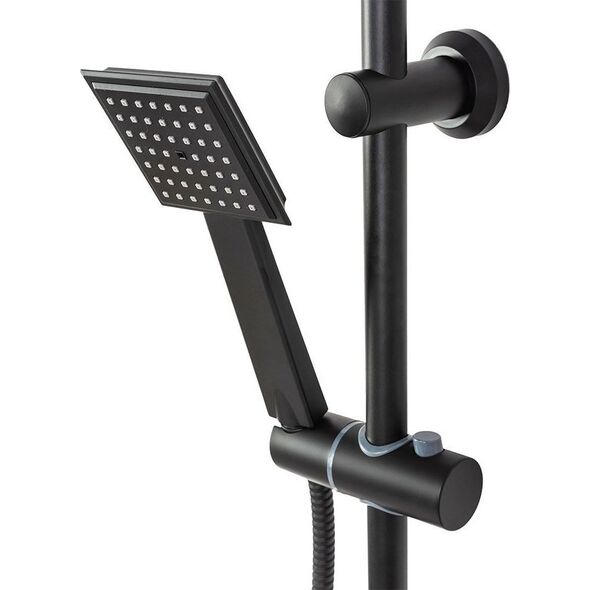 Zestaw prysznicowy Rea REA-P0636 ZESTAW NATRYSKOWY BRAVO BLACK Z BATERIĄ Z PÓŁKĄ DESZCZOWNICA KWADRAT REA // N.REA.NAT-BRAVO BLACK