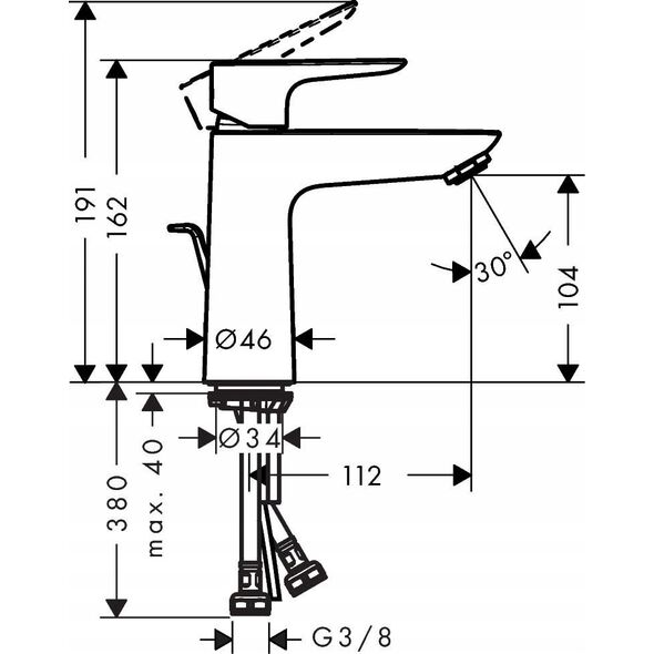 Bateria umywalkowa Hansgrohe BATERIA TALIS-E UMYWALKOWA 110 71710670