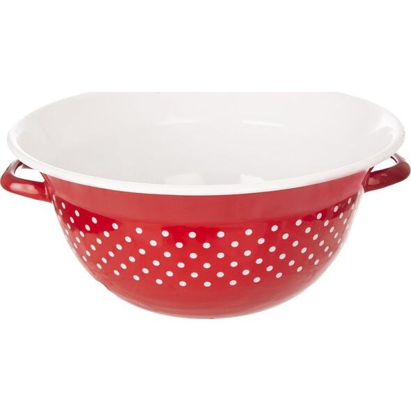 Orion Miska emaliowana retro CZERWONA W GROCHY 34 cm