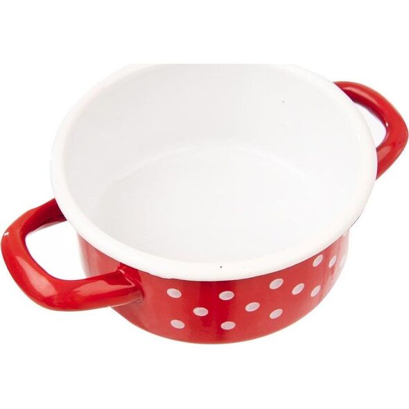 Orion Garnek / garnuszek emaliowany 0,6L GROCHY czerwony uniwersalny