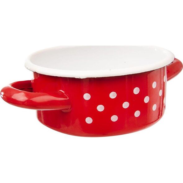Orion Garnek / garnuszek emaliowany 0,6L GROCHY czerwony uniwersalny