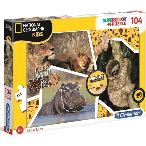 Clementoni Puzzle 104 elementy Dzikie Zwierzęta (27143)