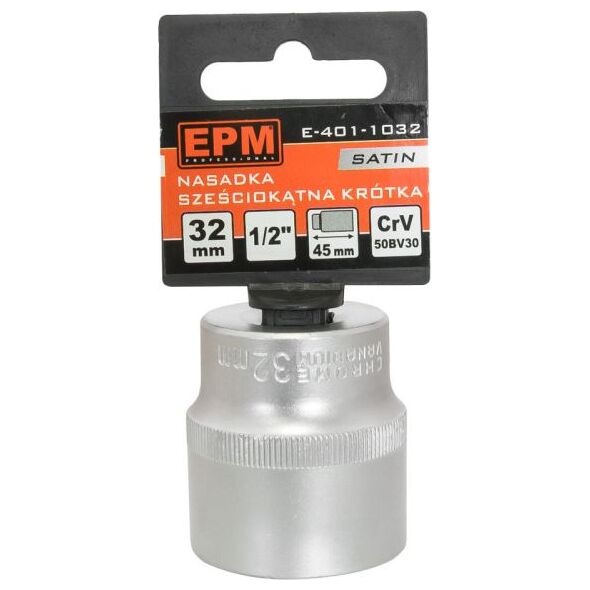 EPM NASADKA KRÓTKA 1/2&#039|&#039|&#039|&#039| 6-KĄTNA SATIN 19MM