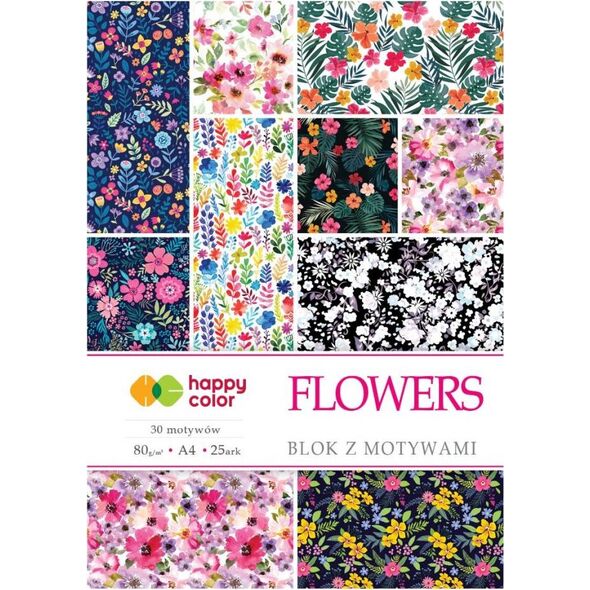 Happy Color Blok z motywami Flowers A4/15K 80g HAPPY COLOR