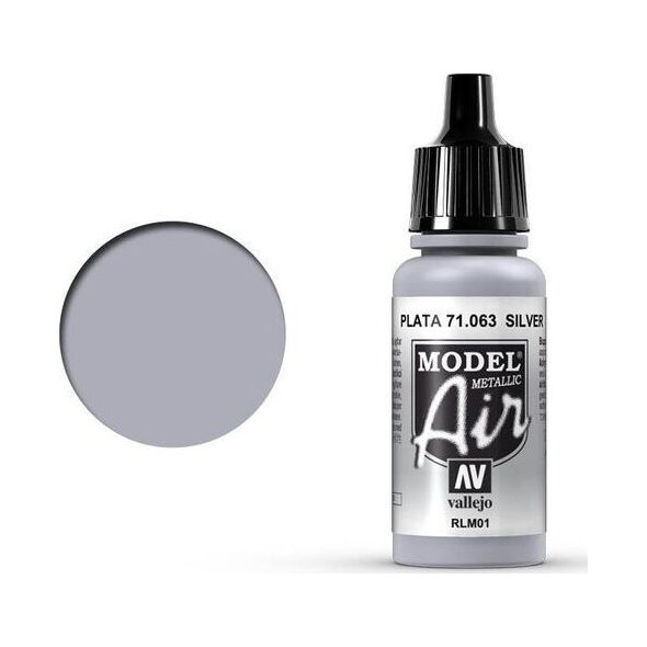 Vallejo Vallejo Model Air Silver RLM01 Metallic 71.063 uniwersalny