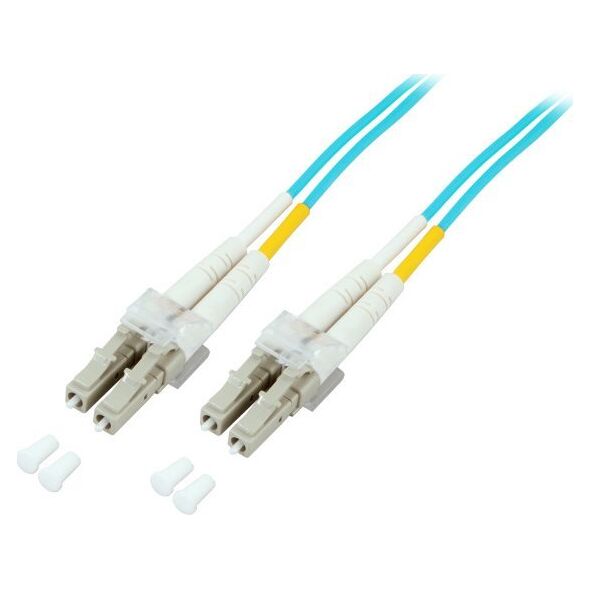 EFB EFB LWL Kabel Duplex Jumper LC-LC 50/125 OM3 1.0 Meter LSZH Halogenfrei aqua 2.0mm geprueft mit Messprotokoll