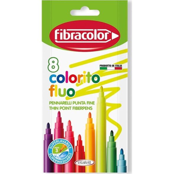 Fibracolor Pisaki Colorito Fluo 8 kolorów FIBRACOLOR
