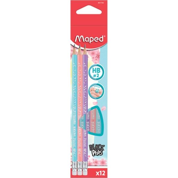 Maped Ołówek Blackpeps Pastel HB z gumką (12szt) MAPED