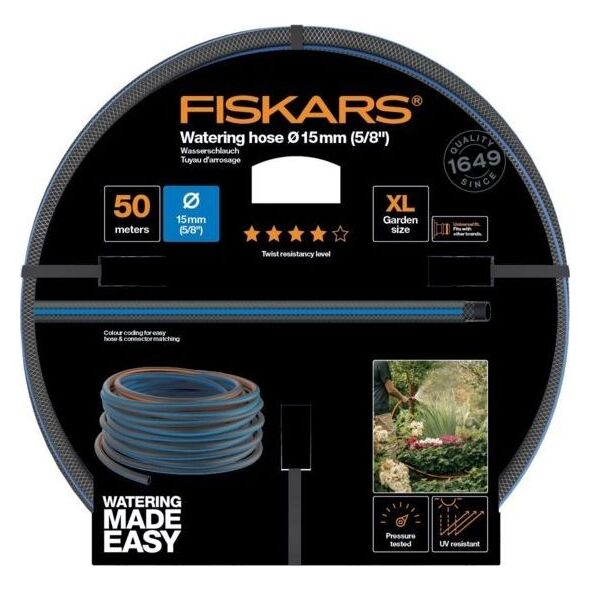 Fiskars wąż do nawadniania o wysokiej odporności na skręcanie Q4, 15mm (5/8'') 50 m (1027099)