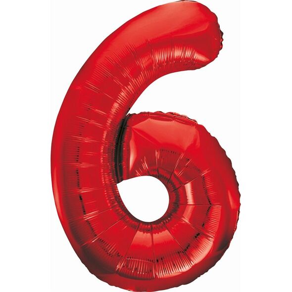GoDan Balon foliowy Cyfra 6 czerwona, 85cm