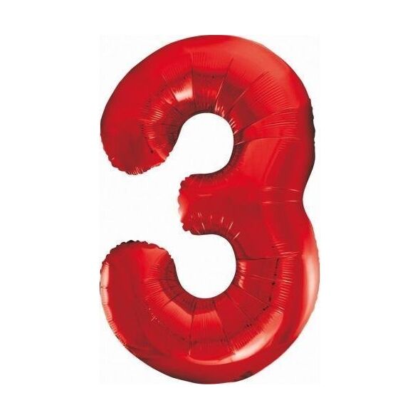GoDan Balon foliowy Cyfra 3 czerwona, 85cm