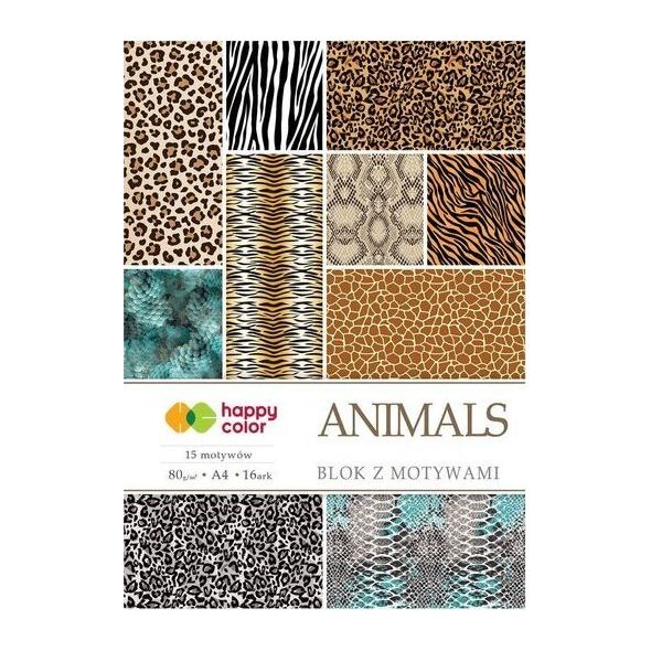 Happy Color HAPPY COLOR - BLOK Z MOTYWAMI A4 - ANIMALS uniw
