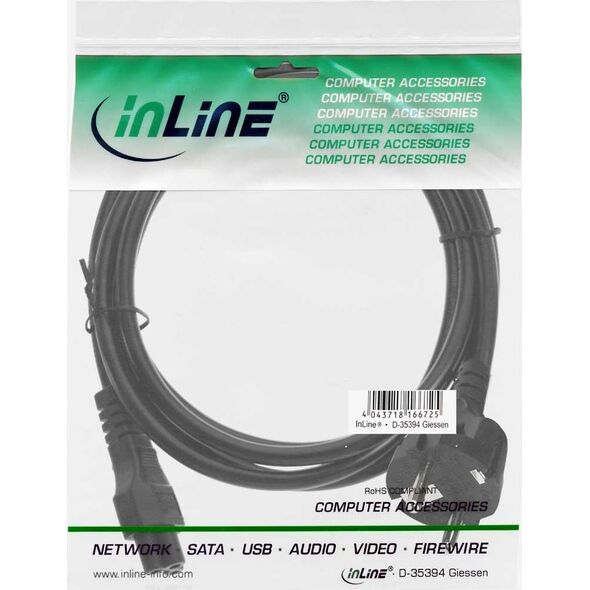 Kabel zasilający InLine InLine Kabel zasilający typu F niemiecki do "" Myszki Miki "" Wtyk notebooka czarny 0,3m