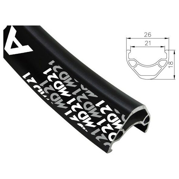 Alexrims Obręcz mtb ALEXRIMS MD21 26"x36otw. Tubeless Ready H.tarczowy kapslowana czarna