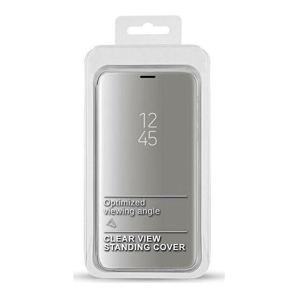Etui Clear View Samsung A21 A215 srebrny/silver
