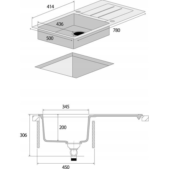 Zlewozmywak Concept DG10C45wh Zlewozmywak kuchenny granitowy z ociekaczem BIAŁY