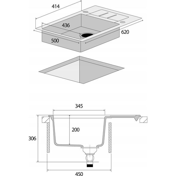 Zlewozmywak Concept DG05C45dg  kuchenny granitowy z ociekaczem CIEMNO SZARY
