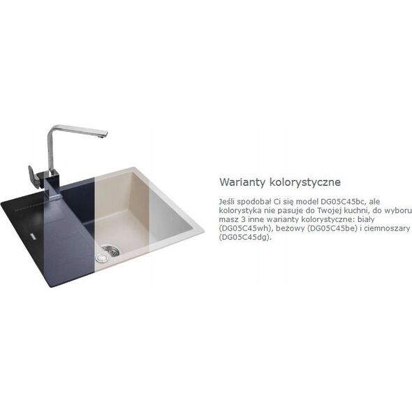 Zlewozmywak Concept DG05C45bc Zlewozmywak kuchenny granitowy z ociekaczem CZARNY