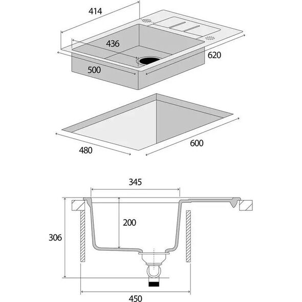 Zlewozmywak Concept DG05C45bc Zlewozmywak kuchenny granitowy z ociekaczem CZARNY