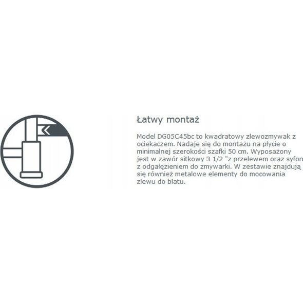 Zlewozmywak Concept DG05C45bc Zlewozmywak kuchenny granitowy z ociekaczem CZARNY