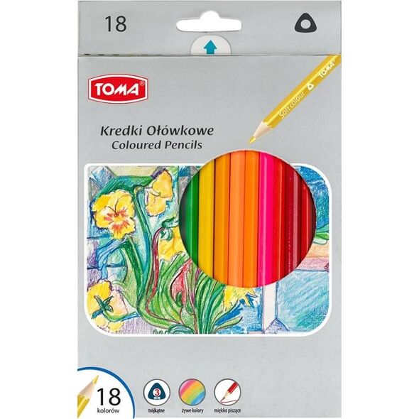 Toma Kredki ołówkowe trójkątne 18 kolorów (382835)