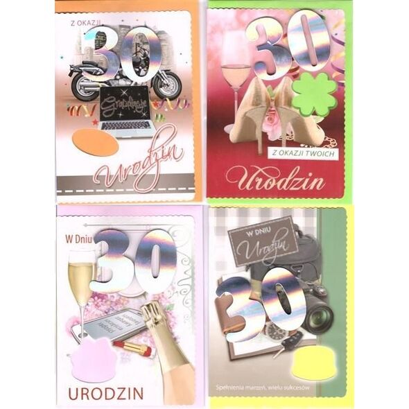 Top Graphic Karnet B6 z naklejką 30-ste urodziny (10szt) MIX