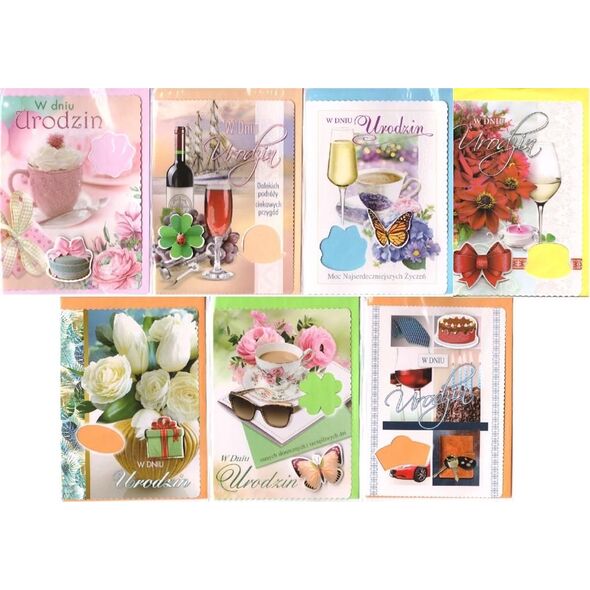 Top Graphic Karnet W dniu urodzin 10 szt mix