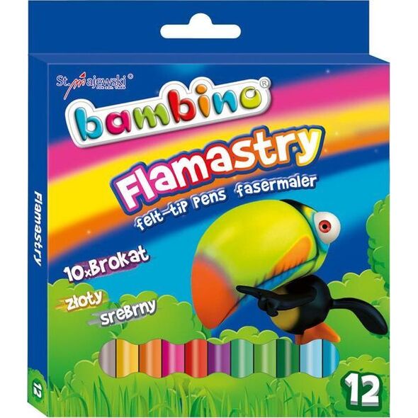 Bambino BAMBINO Flamastry Brokatowe 10x + złoty/srebrny