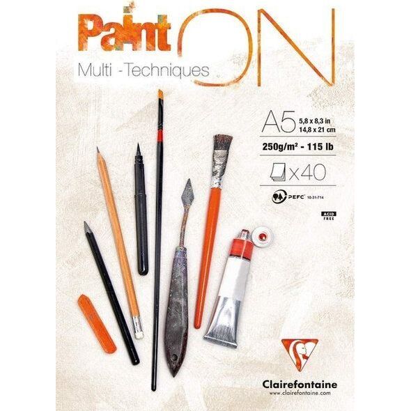Clairefontaine Clairefontaine blok Paint On, A5, 40 ark. 250g /4 uniw