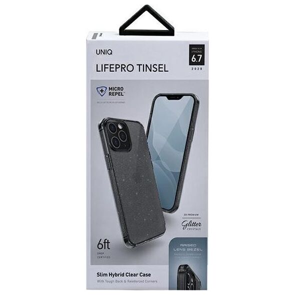 Uniq UNIQ etui LifePro Tinsel iPhone 12 Pro Max 6,7" czarny/vapour smoke