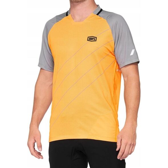 100% Koszulka męska 100% CELIUM Jersey krótki rękaw orange grey roz. M