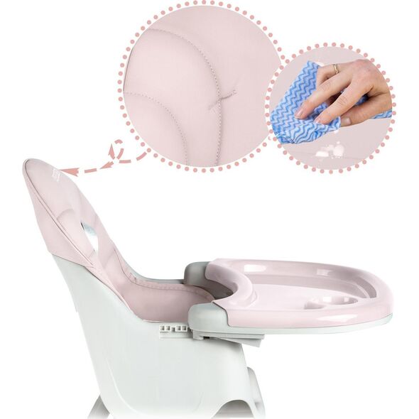 Ricokids Krzesełko do karmienia Milo ze stolikiem różowe (700002)