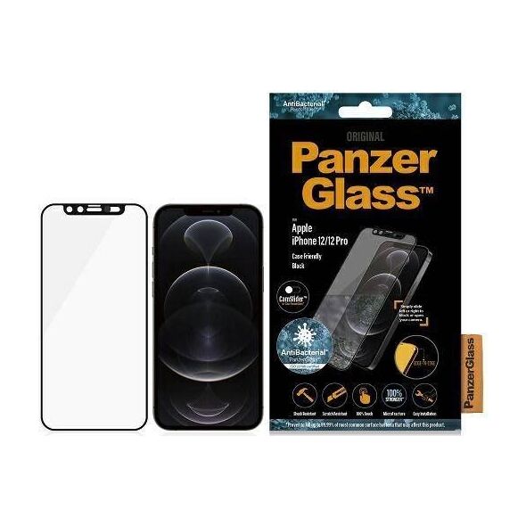 PanzerGlass Szkło hartowane do iPhone 12 / 12 Pro Case Friendly CamSlider Antibakteriell Black