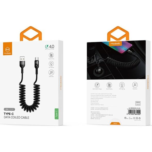 Kabel USB Mcdodo USB-A - USB-C 1.8 m Czarny (74593)