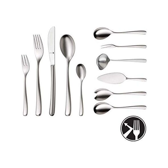 WMF Zestaw sztućców WMF Vision, osoby 12, sztuki 66, sztuki 60 ze sztućcami do serwowania, włożone ostrze noża, Cromargan Protect matowa stal nierdzewna, odporna na zarysowania, można myć w zmywarce