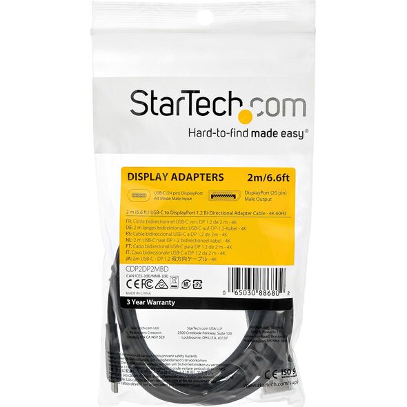 Kabel USB StarTech USB-C - DisplayPort 1.2 m Czarny (CDP2DP2MBD)