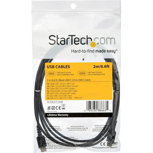Kabel USB StarTech USB-C - USB-C 2 m Czarny (RUSB2CC2MB)