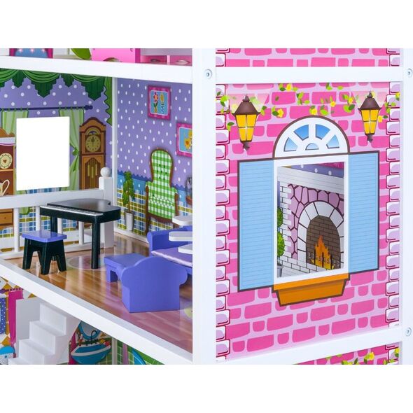 Jokomisiada DUŻY Drewniany domek dla LALEK BARBIE meble (ZA2122)
