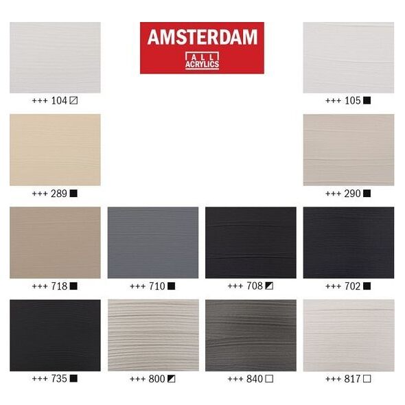 Artequipment TALENS AMSTERDAM ZESTAW 12X20ML GREY COLORS uniw